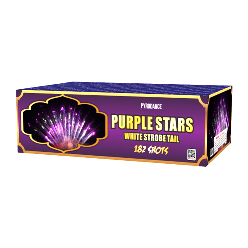 182Shots Z Cake Purple stars white strobe tail 182Shots Z Cake Purple stars white strobe tail