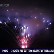 130Shots Red Glittery Bouquet with Crackling Comet to Silver