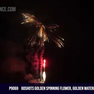 80Shots Golden Spinning Flower, Golden Waterfall with Red Strobe