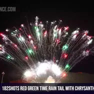 182Shots red green time rain tail with chrysanthemum bouquet / 10Seconds