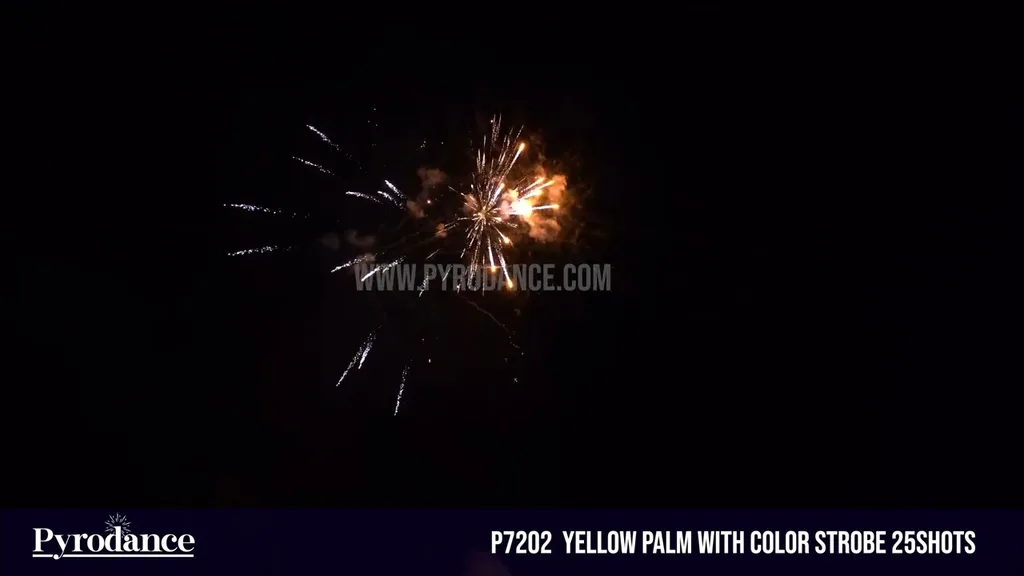 Yellow palm with color strobe 25Shots — Aerial Cake
