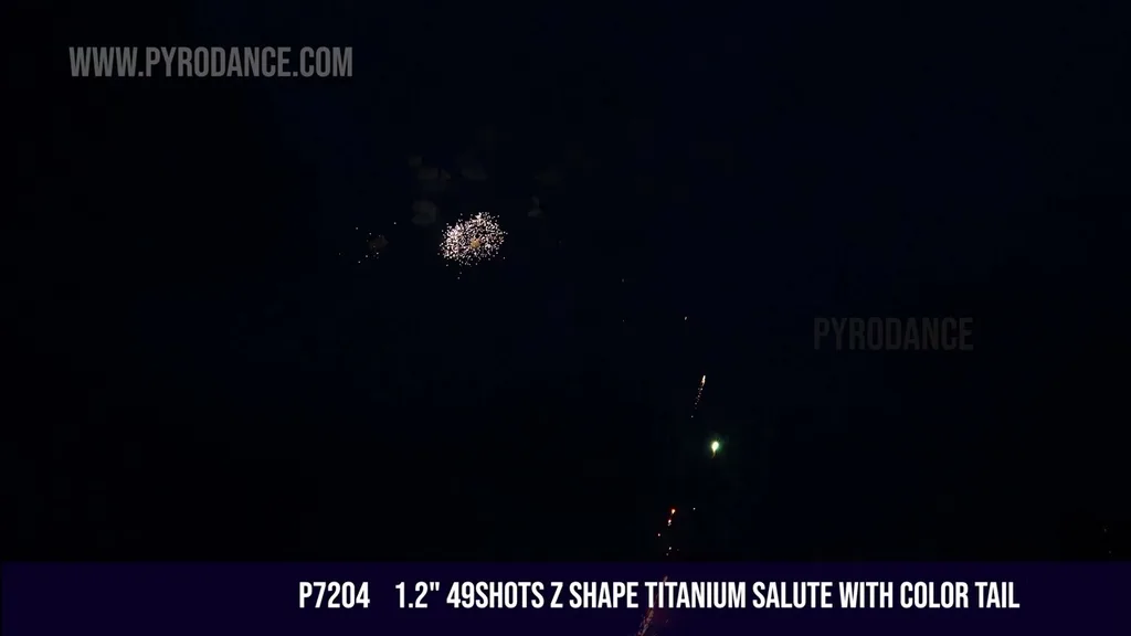 1.2" 49Shots Z shape Titanium Salute with color tail — Aerial Cake