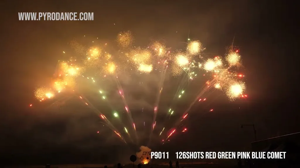 126Shots Red Green Pink Blue Comet — Professional Cake
