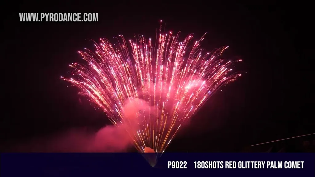 180Shots Red Glittery Palm Comet — Professional Cake
