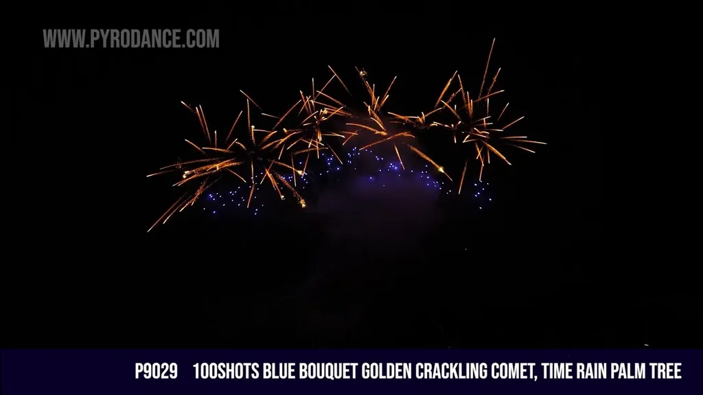 100Shots Blue Bouquet Golden Crackling Comet, Time Rain Palm Tree — Professional Cake