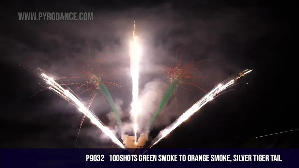 100Shots Green Smoke to Orange Smoke, Silver Tiger Tail — Professional Cake