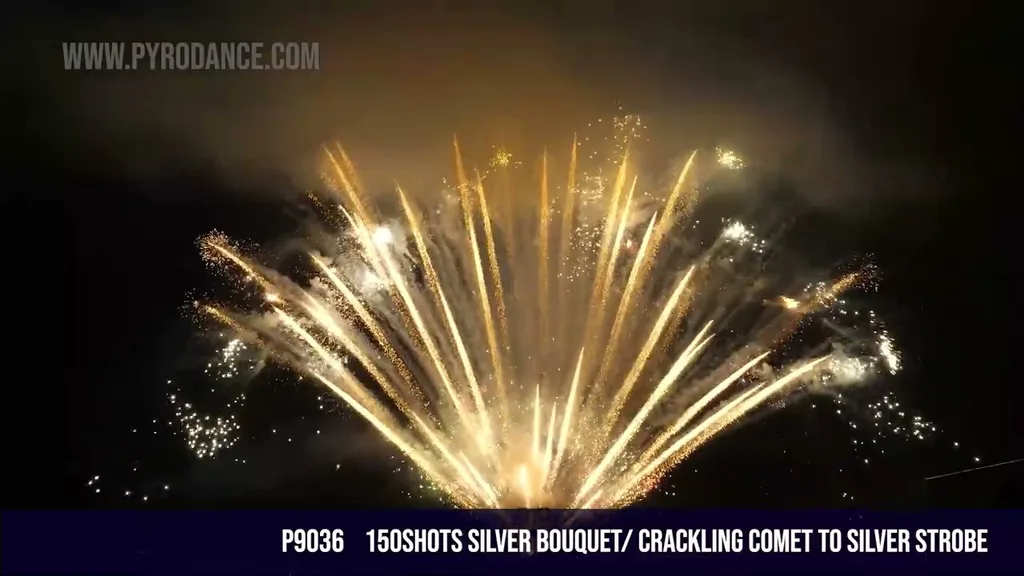 150Shots Silver Bouquet/ Crackling Comet to Silver Strobe — Professional Cake