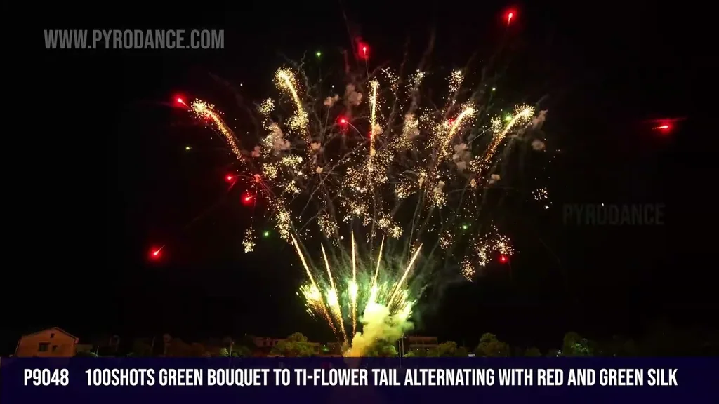 100Shots Green Bouquet to Ti-flower tail alternating with red and green silk — Professional Cake
