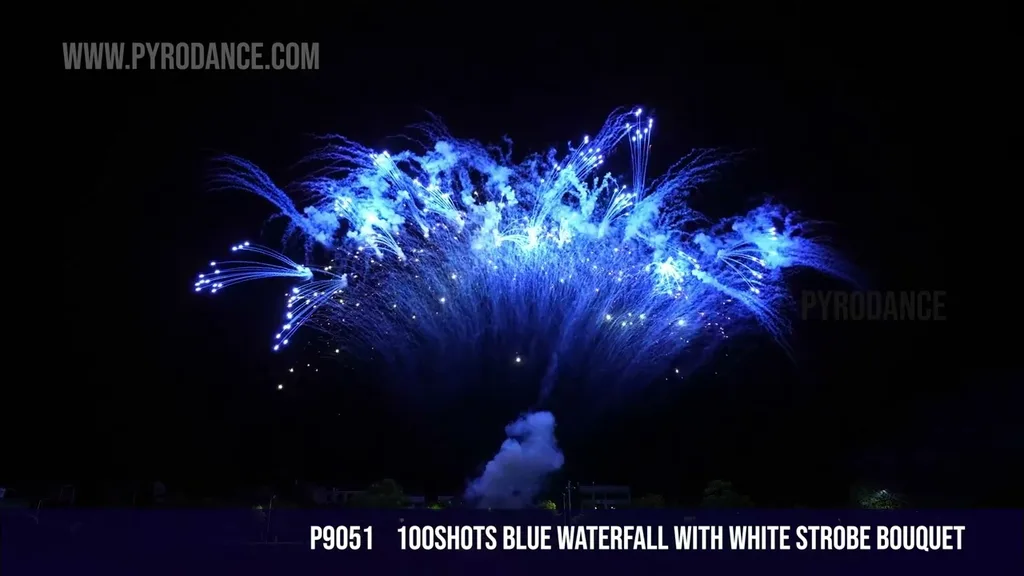 100Shots Blue Waterfall with white strobe bouquet — Professional Cake