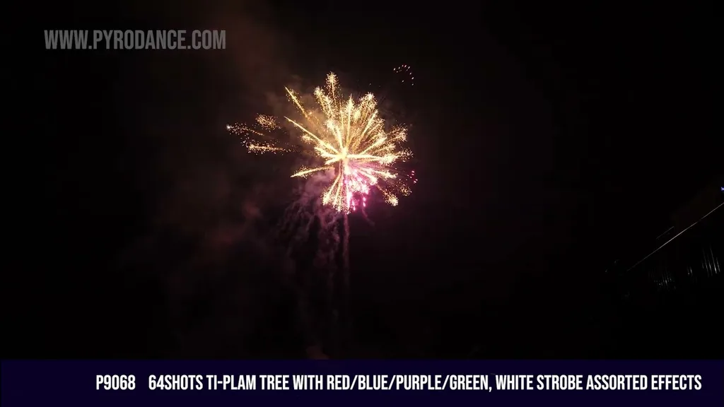 64Shots Ti-Plam Tree with Red/Blue/Purple/Green, White Strobe Assorted Effects — Professional Cake