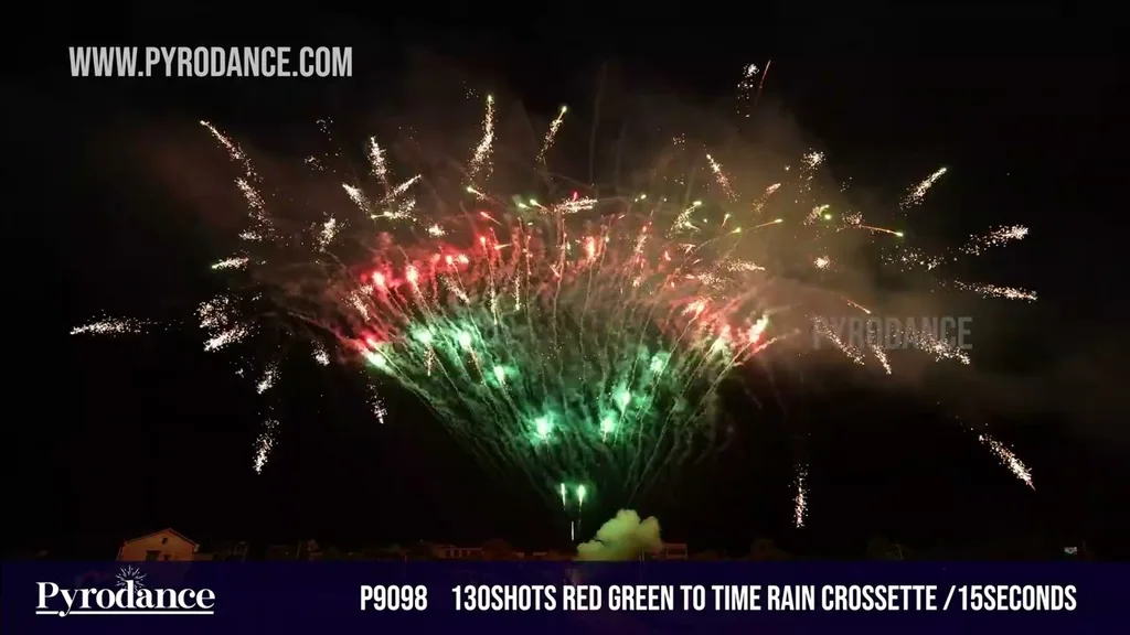 130Shots Red green to time rain crossette /15Seconds — Professional Cake