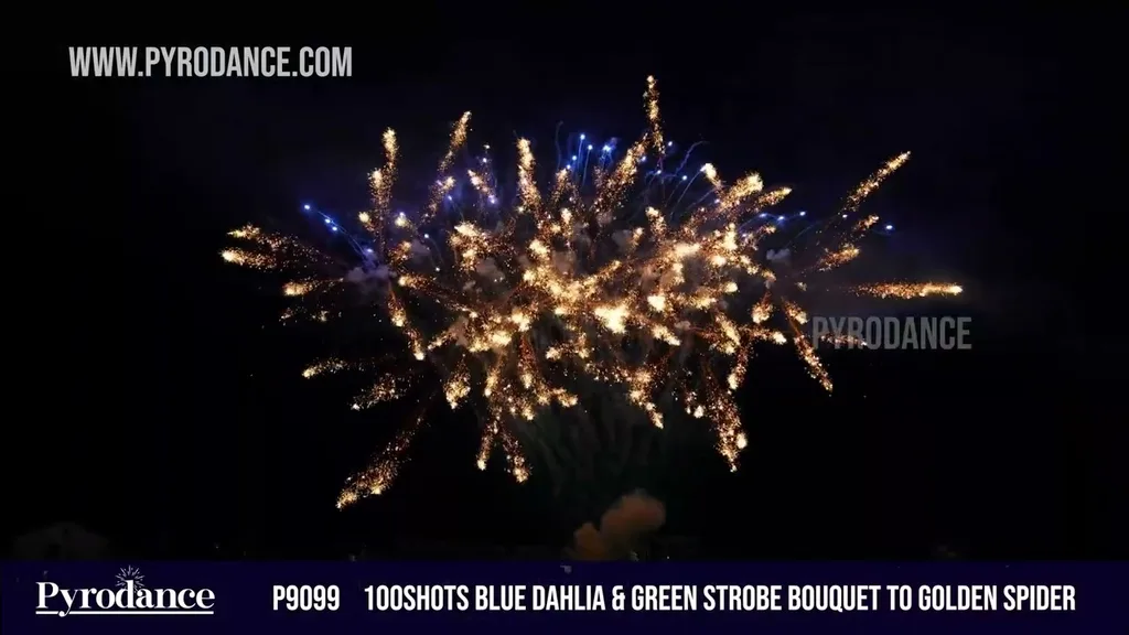 100Shots blue dahlia & green strobe bouquet to golden spider — Professional Cake