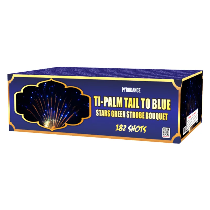 182Shots Z Cake Ti-palm tail to blue stars green strobe bouquet — Professional Cake