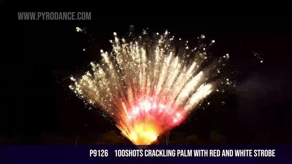 100Shots Crackling palm with red and white strobe — Professional Cake