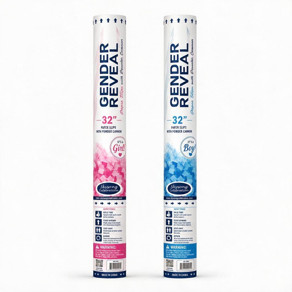 20inch Gender Reveal Pink/Blue Paper Celebration Cannon